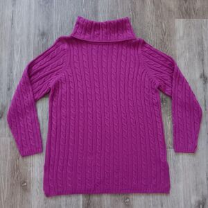 Karen Scott pink cable knit turtleneck sweater women large warm winter feminine